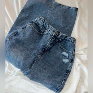 Good American Relaxed Fit Distressed Blue Jeans size 25